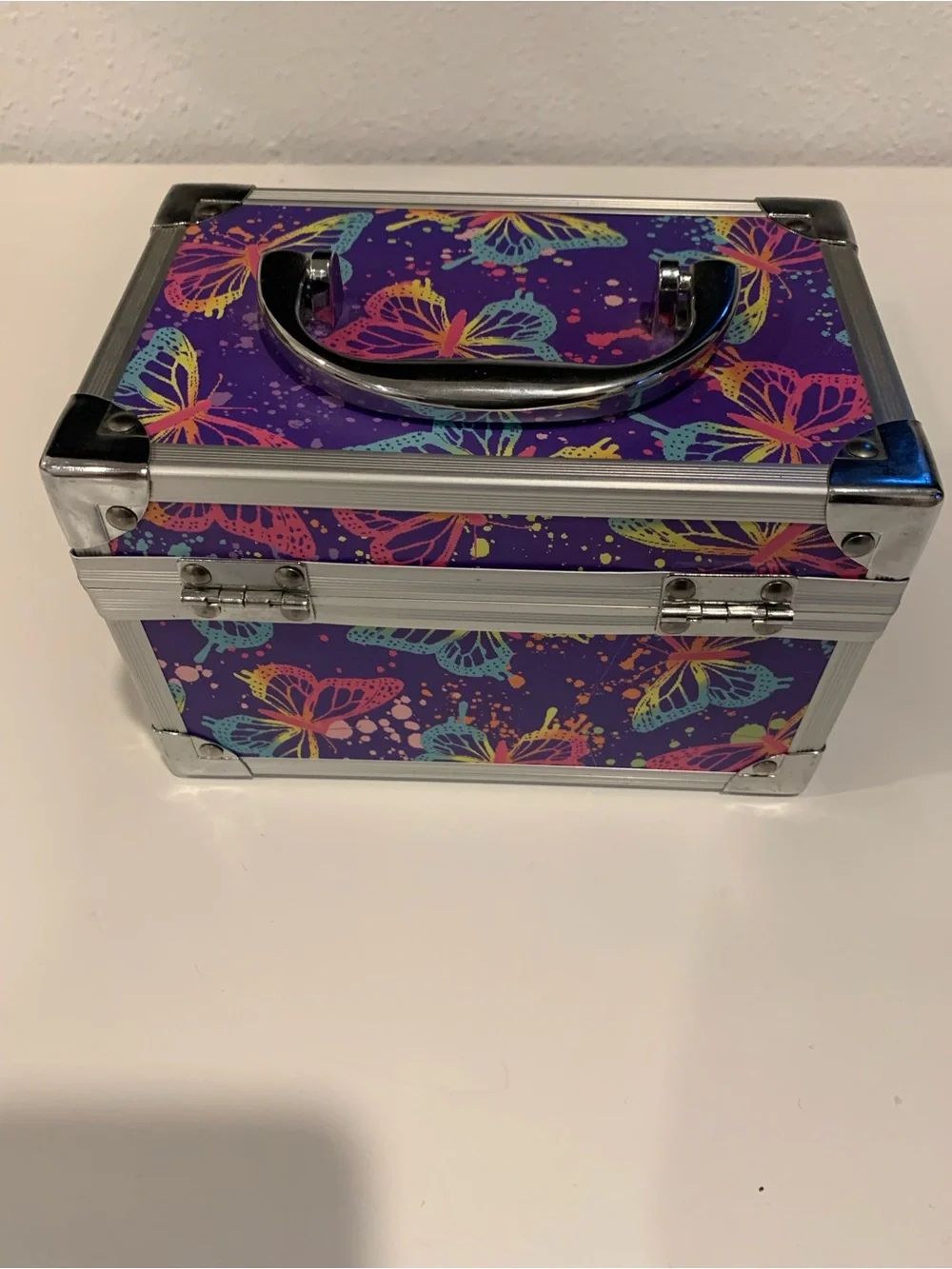 Butterfly Pattern Purple Cosmetic Case